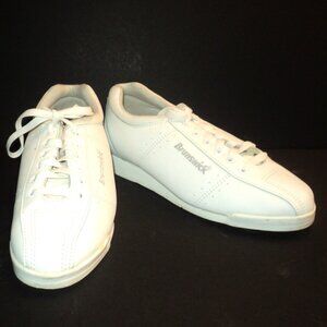 Brunswick Bowling Shoes Women's Size 9 White Leather Lace-Up Vintage Round Toe